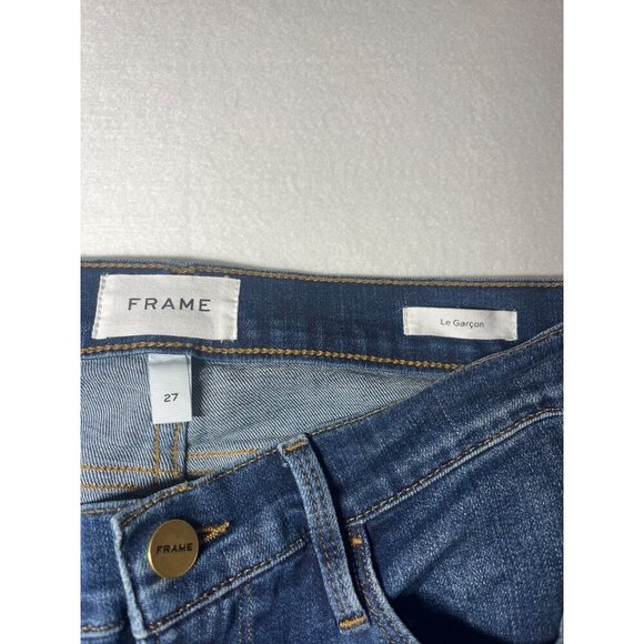 Frame Le Garcon Jeans Staggered Hem Mid Rise Skinny Jean Size 27 - Picture 7 of 9